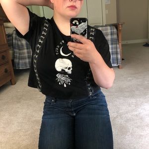 BlackCraft Cult Cropped Faux Suspender T-Shirt